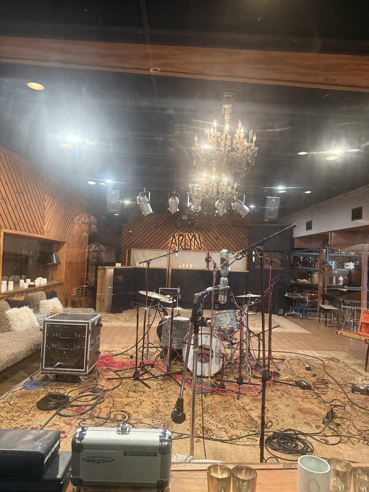 The live room at Arlyn Studios set for tracking
